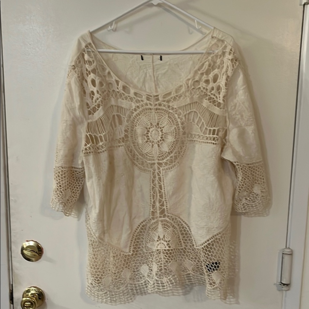 Lane Bryant Cream Lace Blouse